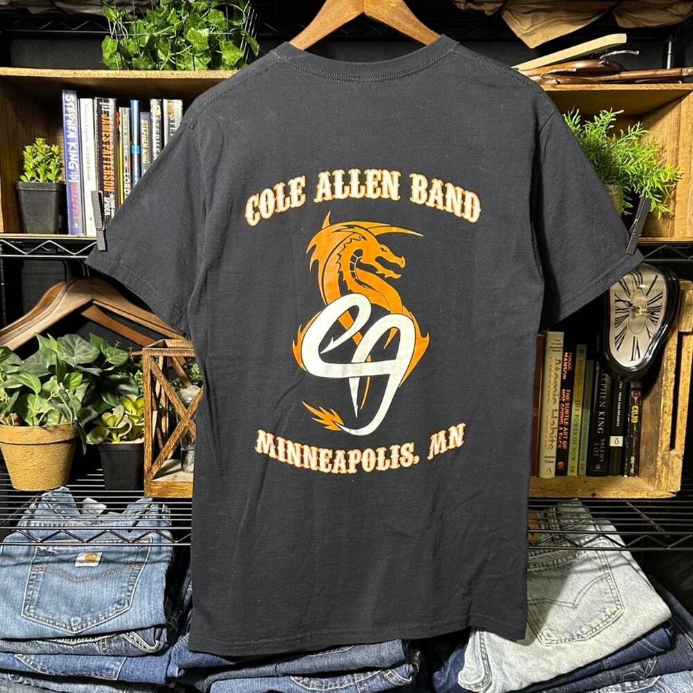 Vintage Y2K Cole Allen Band Country Music Tee Shirt Mens Medium Black Minnesota